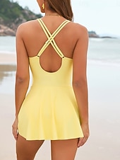 economico Costumi interi-Per donna Costumi da bagno Tankini Due pezzi Costume da bagno Controllo della Pancia Vita alta Snello Senza schiena Vacanza Abbigliamento da Spiaggia Tinta unica Scollo a V Senza Maniche Costumi da