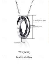 お買い得  バレンタインデー-インターロッキングリング付きメンズ合金ネックレス、ブラックとローズゴールド、バレンタインデー、結婚式、ギフトに最適、エレガントなデザインと高品質の仕上げ。