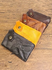 economico Portafogli-Portafoglio lungo da uomo in vera pelle, porta carte bifold vintage di grande capacità, stile retrò multicolore, design sottile e portatile per uso quotidiano, viaggi, lavoro e casual