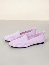 abordables Ballerines femme-Chaussures à enfiler violettes en maille douce pour femmes – minimalistes, respirantes et légères, idéales pour le bureau, les trajets quotidiens, les voyages et le quotidien.