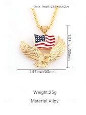  Az Egyesült Államok 250. évfordulós Férfi Ötvözet Nyaklánc Sas és Amerikai Zászló Medállal Arany és Ezüst Színben Ideális a Függetlenség Napjára és Ünnepségekre
