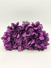 cheap Wedding Accessories-Women's Polyester Floral Clutch Bag with Short Chain Strap, Elegant 3D Petal Design, Multicolor Options, Lightweight Evening Handbag, Perfect for Weddings, Parties &amp; Formal Events