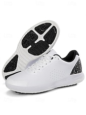 Недорогие Мужская обувь для гольфа-Белые мужские туфли для гольфа с амортизацией, легкие и дышащие, идеально подходят для игры в гольф и занятий спортом на открытом воздухе.