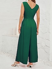 economico Tuta-Per donna Tuta Attivo Tinta unica Senza Maniche Gamba larga Scollo a V Tasca Quotidiano Vacanza Vestibilità regolare Nero Verde militare Rosso Estate