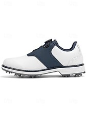 baratos Sapatos de Golfe Masculinos-Sapatos de golfe masculinos brancos, construção leve e respirável, sola com aderência estável, estilo esportivo e elegante para campos de golfe e atividades ao ar livre.
