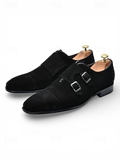 billiga Monk Shoes-Men's Formal Double Monk Strap Shoes – Elegant Leather Shoes for Weddings, Business Events and Formal Occasions