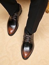 abordables Zapatos Derby-Zapatos de vestir oxford negros y marrones para hombre con textura de cocodrilo: zapatos formales de piel sintética para negocios, bodas y fiestas