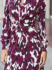 economico Abiti Floreali Stampati-Per donna Abito Midi Abito Camicia Abito Floreale Abito Stampato Moda Moderno Quotidiano All'aperto Ferie Vestibilità comoda Floreale Manica Lunga Colletto a Camicia Vino Blu marino Viola Primavera
