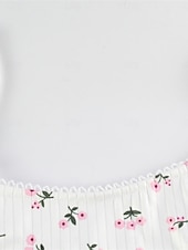 ieftine Bluze și pantaloni de pijama pentru femei-Pentru femei Set pijama Casual Confortabili Floral Talie elastică Pantaloni Scurți Zilnic Casă Fără manșon Curele de Alb Vară Primăvară Zvelt