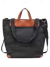 abordables Bolsos de mano y tote-Bolso grande de lona de poliéster para mujer con correa de hombro ajustable, bolso bandolera versátil en varios colores, bolso informal diario para viajes, trabajo y compras.