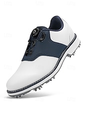 baratos Sapatos de Golfe Masculinos-Sapatos de golfe masculinos brancos, construção leve e respirável, sola com aderência estável, estilo esportivo e elegante para campos de golfe e atividades ao ar livre.