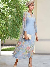 economico Lunghezza alla caviglia-Linea ad A Lunghezza al pavimento Vestito da Festa Abito da Cocktail Abito da invitata a nozze Abito da cerimonia per signora Manica Lunga Scollo a V Elegante Semplice Minimalista Formale Ospite di