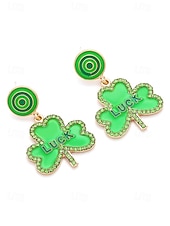 abordables Accesorios-Pendientes de trébol para mujer: aleación, varios estilos, verde, ideal para el Día de San Patricio, uso diario.
