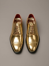 baratos Sapatos Oxford-Homens Sapatos sociais Pele PU Confortável Antiderrapante Respirável Com Cadarço Preto Dourado Outono Inverno