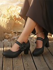 abordables Rétro des années 1950-Escarpins Mary Jane blancs vintage années 1950 pour femmes - élégants escarpins à bout rond et talon bloc avec nœud latéral - chaussures pin-up rétro classiques pour occasions formelles