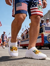  250-летний юбилей США Мужские патриотические графические кроссовки - легкие дышащие повседневные слип-оны обувь с принтом американского флага для парадов путешествий уличной моды и повседневной носки