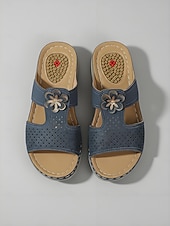 baratos Mulheres-Sandálias femininas ortopédicas marrons com estampa floral – calçados confortáveis, respiráveis e com amortecimento, ideais para uso diário, em casa, em viagens e longas caminhadas.