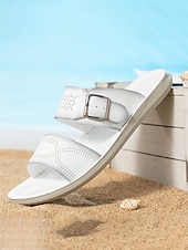 baratos sandálias-Sandálias brancas masculinas – fivelas ajustáveis estilosas, ajuste confortável, perfeitas para casamentos na praia, férias de verão e passeios casuais.