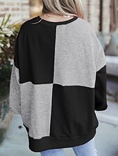 Недорогие Простые худи-Жен. Pullover Толстовки Пэчворк Пуговицы Контрастных цветов Мода Классика Современное Длинный рукав Вырез под горло Обычные топы Для улицы На каждый день Синий Черный Розовый Небесно-голубой Зеленый