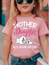cheap Girl's 3D Playful Humor-Girls' 3D Graphic Letter T shirt Tee Short Sleeve 3D Print Summer Spring Sports Fashion Streetwear Kids 4-12 Years Crew Neck Casual Daily Outdoor Regular Fit