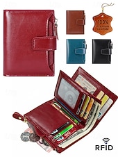 Недорогие Кошельки-Женский кошелек из натуральной кожи с защитой от RFID, вместительный, на молнии, для нескольких карт, классический стиль, разноцветный, идеально подходит для повседневного использования, путешествий, покупок и в качестве подарка.