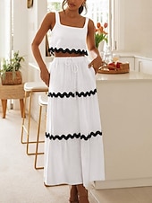 cheap White Casual Dresses-Women's Maxi Dress White Dress Elegant Fashion Modern Outdoor Vacation Going out Regular Fit Plain Sleeveless Square Neck White Summer Spring