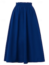 ieftine Fuste casual-Pentru femei Elegant Modă Casual Maxi Talie Medie Fuste Simplu Zdrobit Cordon Micro-elastic Zilnic Stradă Roșu Vin Bleumarin Negru Roz Vară