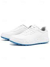 voordelige Heren Golf Schoenen-Witte golfschoenen voor heren zonder spikes, ademend bovenwerk, stabiele gripzool, minimalistische sportstijl voor golfbanen en casual gebruik.