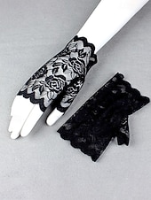 baratos Casamento ACC-Luvas femininas de renda, confeccionadas em renda de poliéster, disponíveis em diversas cores, perfeitas para casamentos, festas e ocasiões especiais.