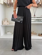 abordables Trajes de blusa para mujer-Mujer Conjuntos de pantalones parte superior del bolero Sin Mangas Escote Redondo Plano Frunce Moda Ropa de calle Diario Exterior Negro Blanco Verano Holgado