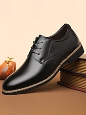 ieftine Pantofi derby-Pantofi clasici derby din piele ecologică pentru bărbați – design elegant și confortabil pentru nunți și evenimente formale