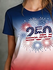  Giorno dell'Indipendenza Americana Per donna Maglietta Stampato Grafico Bandiera Americana Elegante Classico Casual Manica Corta Girocollo Top Regolari Quotidiano Sportivo Uscire Blu Estate Primavera