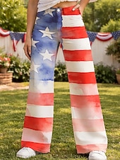  250-jähriges Jubiläum USA Retro Vintage 1970er Hose Hose mit weitem Bein Hippie Disco Hohe Taille Kostüm Damen Maskerade 4. Juli Unabhängigkeitstag Erwachsene Hose