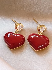 billige Valentinsdag-Hjerteøreringer til dame, legeringsmateriale, flere hjertestiler, søt og romantisk design, passer for kvinner, perfekt til valentinsdagen, bryllup og romantiske anledninger