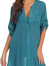 economico Abiti da spiaggia-Per donna Mini Abito Abito Bianco Abito da Spiaggia Abito nero Copricostume Elegante Moda Classico Quotidiano All'aperto Spiaggia Vestibilità comoda Semplice Mezza Manica Scollo a V Blu Nero Bianco