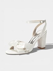 economico Invitato al matrimonio-sandali da donna con tacco a blocco e fiocco giallo, eleganti scarpe eleganti con punta aperta per gli invitati alle cerimonie all'aperto