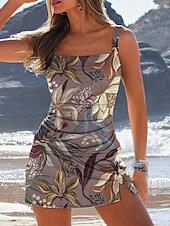  Mujer Bañadores Una pieza Falda Traje de baño Elegante Vacaciones Floral Graphic Sin Mangas Trajes de baño