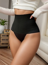 billiga Shapingtrosor-Dam Shapewear Aktiv Ledigt Komfort Ren färg Lappverk G-string Dagligen Hem Semester Svart Kaki Sommar Vår Smal