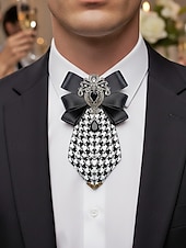 رخيصةأون زفاف ACC-بروش ربطة عنق رجالي من البوليستر - لونان - إكسسوار أنيق لحفلات الزفاف والمناسبات بتفاصيل مزخرفة