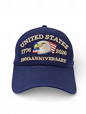 cheap Accessories-United States 250th Anniversary Men's Adjustable Cotton Cap with Embroidered American Flag, Multiple Colors, Ideal for Independence Day and Celebrations