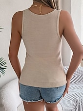 Χαμηλού Κόστους Απλή δεξαμενή-Γυναικεία Μπλουζάκια με πλέξιμο ρίμ Αμάνικη Μπλούζα Μπλουζάκι μπλουζάκι Συμπαγές Χρώμα Μοντέρνα Στυλάτο Κλασσικό Αμάνικο Λαιμόκοψη V Κανονικά μπλουζάκια Καθημερινά Εξόδου Σαββατοκύριακο