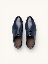 tanie Buty derby-męskie granatowe buty typu oxford ze sztucznej skóry – stylowy, sznurowany design do noszenia w pracy i na formalne okazje