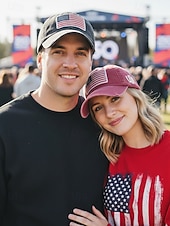 billige Tilbehør-United States 250th Anniversary Menns Brodert USA Baseball Cap Justerbar Caps i bomull Flerfarget Patriotisk Flaggbdesign USA Uavhengighetsdag Festivaler og Hverdagscasual