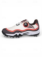 cheap Men's Golf Shoes-Men's Red and White Golf Shoes with Shock Absorption, Comfortable Footwear for Golf &amp; Active Lifestyles