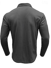 preiswerte Klassisches Poloshirt für Herren-Herren Poloshirts Golf Poloshirts Lässig Arbeit Klassisch Langarm Farbblock Knöpfe Sommer Frühling Frühling &amp; Herbst Normale Passform Blau Schwarz Wein Purpur Armeegrün Kaffee Poloshirts