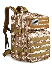 baratos Mochilas de Exterior-Mochila tática masculina camuflada em nylon, mochila militar de grande capacidade, bolsa multicolorida para atividades ao ar livre, como caminhadas, camping e viagens, com patch da bandeira americana.