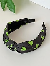 voordelige Accessoires-Dameshaarbanden van polyester met klavertjesvier, zacht knoopdesign, verschillende klavertjesvormen, lichtgewicht en comfortabele haaraccessoires, perfect voor St. Patrick's Day-vieringen en dagelijks gebruik.