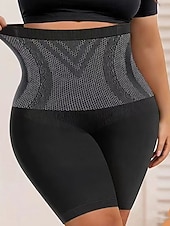 cheap Control Panties-Women's Shapewear Waist Trainer Fashion Simple Pure Color Elastic Waist Daily Home Vacation Black Brown Khaki Summer Spring Fall Regular Fit