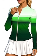 economico Camicia Donna-Per donna Geometrico Blocco di colori Sfumatura A righe Top Maglietta sportiva Maglia da tennis Maglietta da tennis Manica Lunga Cerniera Floreale UPF50+ Resistente ai Raggi UV Alta elasticit