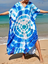 cheap Stripe&amp;Geometric Dress-Women's Maxi Dress Beach Dress Casual Dress Boho Dress Cover Up Elegant Fashion Modern Outdoor Vacation Going out Loose Fit Abstract Half Sleeve V Neck Blue Pink Royal Blue Orange Summer Spring